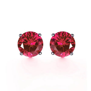 925 Silver 8mm Single Lab Ruby Stone Ear Stud Earing