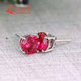 925 Silver 8mm Single Lab Ruby Stone Ear Stud Earing