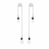 Double Chain Crystal Pearl Earrings Romantic Gift