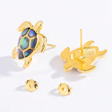 925 Silver Sea Turtle Abalone Shell Stud Earrings