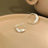 925 Silver Stud Earrings Korea INS Irregular Concave Convex Earring