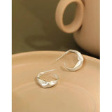 925 Silver Stud Earrings Korea INS Irregular Concave Convex Earring