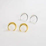 Retro S925 Sterling Silver Crescent Earrings
