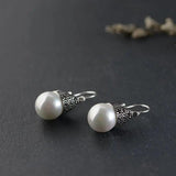 Green Agate Earrings 925 Silver Red Zircon