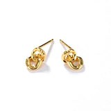 925 Silver 18K Double Ring Stud Earrings For Women