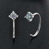 D Moissanite Small Hoop Earrings Sterling Silver Cuff