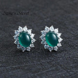 Agate Earrings 925 Sterling Silver Stud Weeding Jewelry