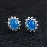 Agate Earrings 925 Sterling Silver Stud Weeding Jewelry