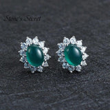 Agate Earrings 925 Sterling Silver Stud Weeding Jewelry