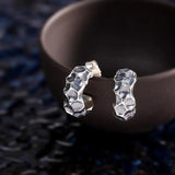 Thai Silver Unisex Stud Earrings, Irregular Bumpy Surface, Solid 925 Silver