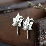 Silver Leaf Earrings S990 Sterling Silver Stud Earring