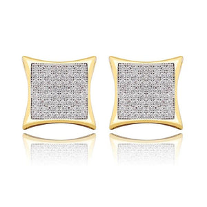 Hip Hop Zircon Earrings, 14k Plated, Men & Women