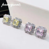 925 Silver Citrine Sapphire Moissanite Stud Earrings