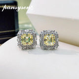 925 Silver Citrine Sapphire Moissanite Stud Earrings