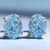 Sterling Silver Aquamarine Diamond Ear Studs Earrings