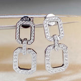925 Silver Couple Dangle Earrings High Carbon Diamonds