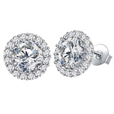 925 Silver 7.5MM Diamond Gemstone Stud Earring