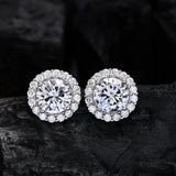 925 Silver 7.5MM Diamond Gemstone Stud Earring