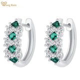 925 Silver Emerald & Sapphire Diamond Hoop Earrings