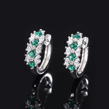 925 Silver Emerald & Sapphire Diamond Hoop Earrings