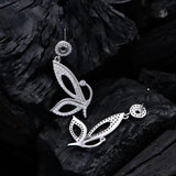 Sterling Silver Diamond Butterfly Dangle Earrings Gift