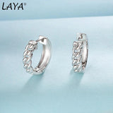 Sterling Silver Retro Chain Hoop Earrings