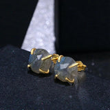 Labradorite Stud Earrings 925 Silver Women's Post Earrings
