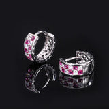 925 Silver 6*15MM Ruby Sapphire Earrings Anniversary Gift