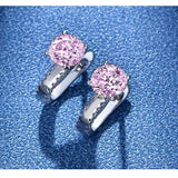 925 Silver Citrine Pink Sapphire Diamond Ear Studs