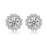 Snowflake Moissanite Stud Earrings 925 Silver Platinum Plated