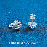 1-2CT Moissanite Stud Earrings 925 Silver Round Diamond Ear Studs
