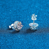 1-2CT Moissanite Stud Earrings 925 Silver Round Diamond Ear Studs