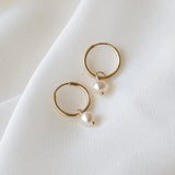 Freshwater Pearls Hoop Earrings Filled Jewelry Circle Earrings Boho