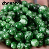 Green Jades Stone Beads Round Spacer Beads Jewelry Making Charms Bracelet