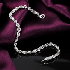 925 Silver Water Wave Chain Bracelet Wedding Jewelry