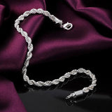 925 Silver Water Wave Chain Bracelet Wedding Jewelry