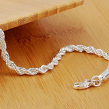 925 Silver Water Wave Chain Bracelet Wedding Jewelry
