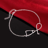 925 Silver Stethoscope Chain Bracelet for Women Wedding Party