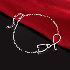 925 Silver Stethoscope Chain Bracelet for Women Wedding