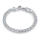 925 Silver Fishbone Bracelet Women Men's Gift