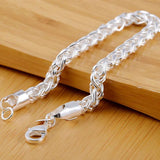 925 Silver Fishbone Bracelet Women Men's Gift