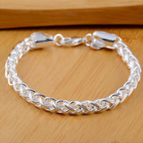 925 Silver Fishbone Bracelet Women Men's Gift