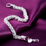 925 Silver Fishbone Bracelet Women Men's Gift