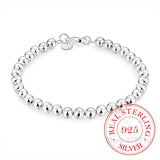 6mm Hollow Mens Beaded Bracelets Homme Fashion925 Sterling Silver String