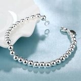 6mm Hollow Mens Beaded Bracelets Homme Fashion925 Sterling Silver String