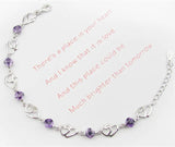 Sterling Silver Amethyst Double Heart Love Bracelet for Women