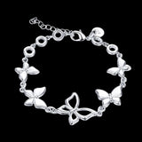 Charming Butterfly Pattern Bracelets Real 925 Sterling Silver Cubic Zirconia