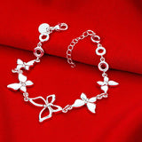 Charming Butterfly Pattern Bracelets Real 925 Sterling Silver Cubic Zirconia