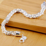 925 Silver Fish Bone Bracelet Men Women Jewelry