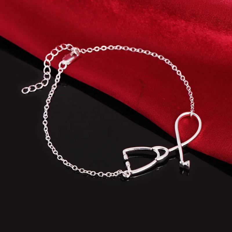 925 Silver Stethoscope Bracelet 8 Inches for Women